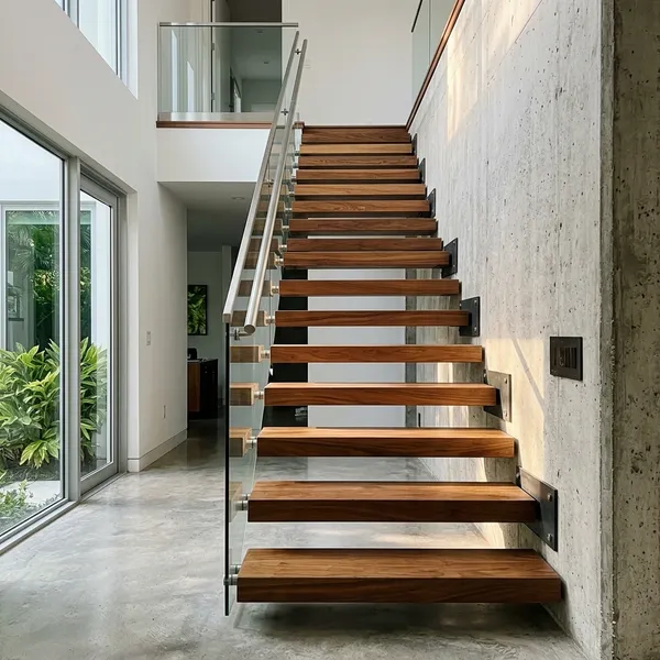 Completed custom floating staircase in a Toronto home