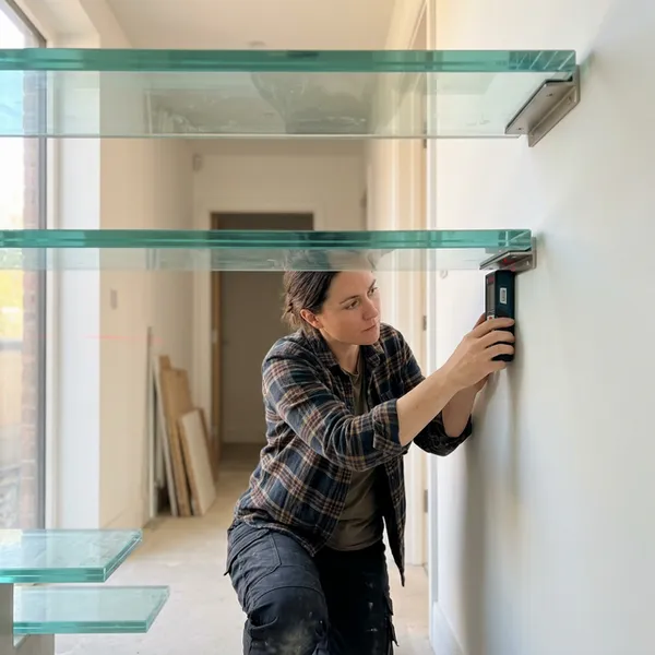 Glass tread cantilevered stair installation in Toronto
